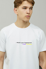 Белая хлопковая футболка для мужчин с патриотическим принтом GEN 9000146 фото №2