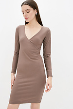 Облегающее трикотажное платье VANDA коричневого цвета с имитацией запаха Garne 3038147 фото №1