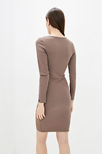 Облегающее трикотажное платье VANDA коричневого цвета с имитацией запаха Garne 3038147 фото №3