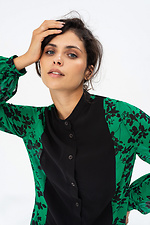 Шифоновая блуза VICKY в цветочный принт зеленого цвета. Garne 3041147 фото №6