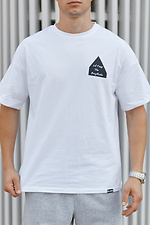 Белая хлопковая футболка оверсайз с принтом TUR WEAR 8037147 фото №2