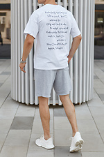 Белая хлопковая футболка оверсайз с принтом TUR WEAR 8037147 фото №4