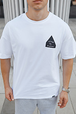 Белая хлопковая футболка оверсайз с принтом TUR WEAR 8037147 фото №6