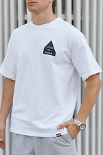 Белая хлопковая футболка оверсайз с принтом TUR WEAR 8037147 фото №7