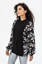 Шифонова блуза VICKY в квітковий принт чорного кольору Garne 3041148 фото №1