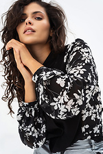 Шифоновая блуза VICKY в цветочный принт черного цвета Garne 3041148 фото №3