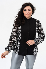 Шифоновая блуза VICKY в цветочный принт черного цвета Garne 3041148 фото №8