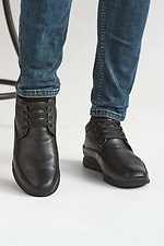 Мужские зимние ботинки из натуральной кожи черного цвета 8019148 фото №3