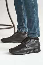 Мужские зимние ботинки из натуральной кожи черного цвета 8019148 фото №4