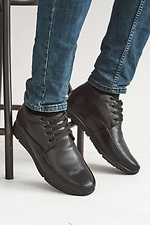 Мужские зимние ботинки из натуральной кожи черного цвета 8019148 фото №5