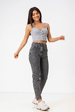 Graue Slouchy-Jeans mit hoher Taille  4009149 Foto №3
