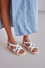 White leather sandals on a peach sole 4206149 photo №1
