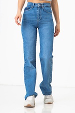 Голубые летние джинсы клеш высокой посадки  4009151 фото №2