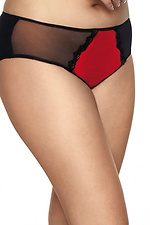 High rise black panties with red insert and lace trim Kinga 4024151 photo №1