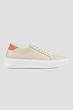Women's sneakers made of natural beige flotaar leather with a decorative heel  4206151 photo №2