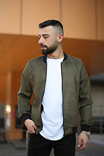 Men's khaki suede bomber jacket for autumn VDLK 8031151 photo №6