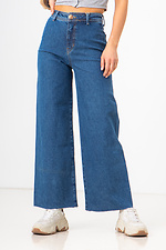 Клешные синие джинсы с высокой талией  4009152 фото №5