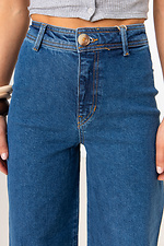 Клешные синие джинсы с высокой талией  4009152 фото №7