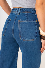 Ausgestellte blaue Jeans mit hoher Taille  4009152 Foto №9
