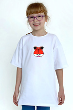 Белая хлопковая футболка на девочку с принтом Garne 7770152 фото №2