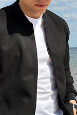 Men's black suede bomber jacket for autumn Reload 8031152 photo №7