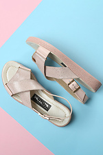Leather flat sandals with buckle  4205154 photo №4