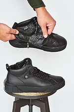 Black leather winter sneakers with laces  8019154 photo №3
