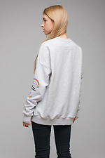 Cotton oversized sweatshirt plain with prints on the sleeves Esthetic 8035154 photo №6