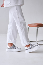 Light leopard sneakers on a white sole made of genuine leather  4206155 photo №5
