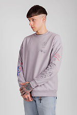 Cotton oversized sweatshirt plain with prints on the sleeves Esthetic 8035155 photo №4