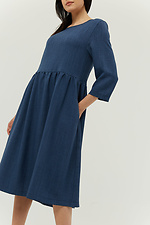 Синя офісна сукня міді URIAH з відрізною спідницею із фактурного льону Garne 3039156 фото №3