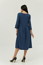 Синя офісна сукня міді URIAH з відрізною спідницею із фактурного льону Garne 3039156 фото №4