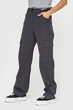 Штани-карго з накладними кишенями сірого кольору Garne 3041156 фото №4