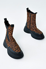 Women's Leather Leopard Print Tall Chelsea Boots  4206156 photo №1