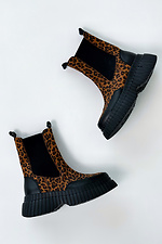 Women's Leather Leopard Print Tall Chelsea Boots  4206156 photo №2