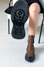 Women's Leather Leopard Print Tall Chelsea Boots  4206156 photo №4