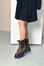 Women's Leather Leopard Print Tall Chelsea Boots  4206156 photo №5