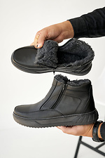 Men's leather winter boots black  2505157 photo №5