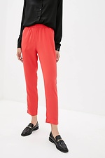 1207 High Rise Classic Red Trousers With Elastic Waistband Garne 3037158 photo №1