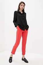 1207 High Rise Classic Red Trousers With Elastic Waistband Garne 3037158 photo №2