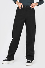 Штаны-карго с накладными карманами черного цвета Garne 3041158 фото №1