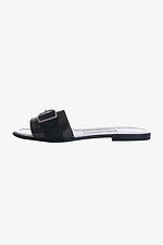 Black leather slippers with large buckle  4205158 photo №1