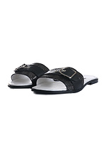 Black leather slippers with large buckle  4205158 photo №2