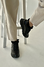 Women's winter sneakers made of genuine leather in black  4206158 photo №2