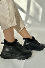 Women's winter sneakers made of genuine leather in black  4206158 photo №3