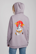 Cotton oversized hoodie gray with a print on the back Esthetic 8035158 photo №1
