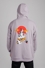 Cotton oversized hoodie gray with a print on the back Esthetic 8035158 photo №3