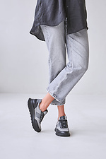 Women's gray leather sneakers with black inserts  4206159 photo №3
