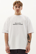 Oversized white cotton t-shirt with print Garne 9000160 photo №1