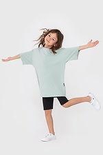 Mintfarbenes, übergroßes Baumwoll-T-Shirt für Kinder Garne 7770161 Foto №3